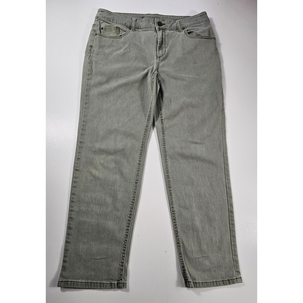Chicos platinum green career casual pants size 1 cropped (8) *